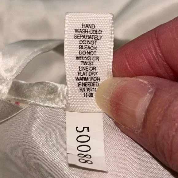 VTG Victoria’s Secret White Satin Mini Slip Dress Sequin 90s Fairy Women’s Sz L - Picture 7 of 7